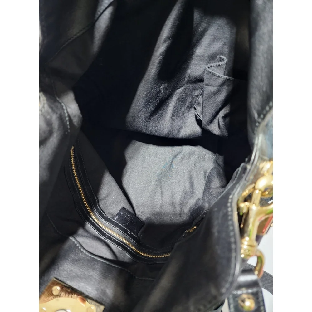 Gucci GG Canvas and Leather Medium Babouska Indy Hobo Bag Black